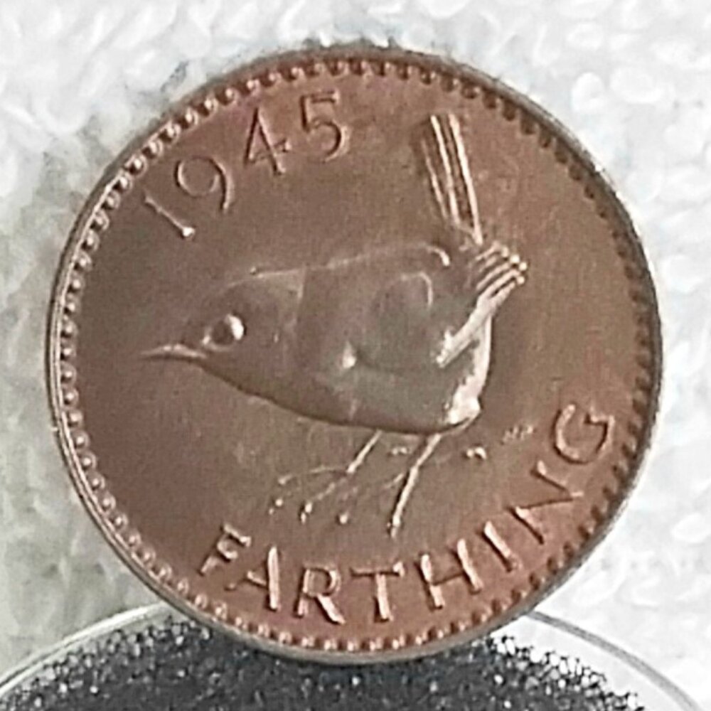Circulated 1945 British Farthing George VI Coin Made of Bronze!!